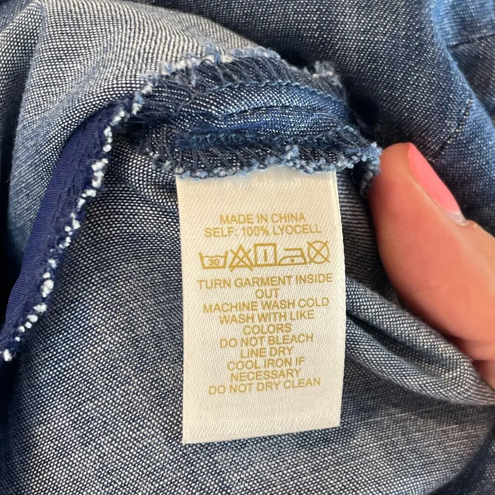 Kate Spade Girls Mini Skirt SZ 14 Chambray Blue Full Zipper Closure EUC💗